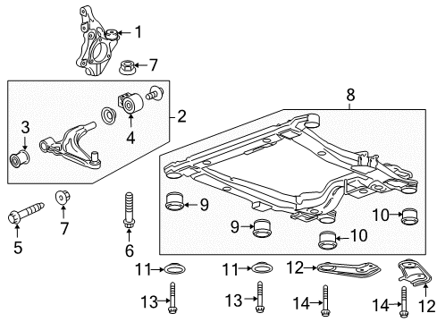 2012 Chevy Cruze Front Suspension Components, Lower Control Arm, Stabilizer Bar Diagram