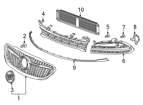 2018 Buick LaCrosse Bracket, Front Bpr Fascia Extn Diagram for 26243335