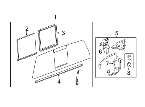 2008 GMC Sierra 1500 Back Glass - Glass & Hardware Diagram 2 - Thumbnail