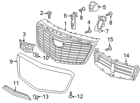 2017 Cadillac CTS Grille & Components Diagram