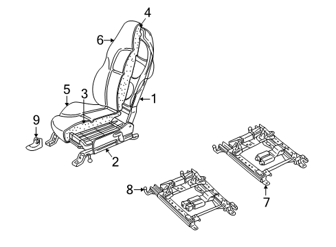 2004 Chevy Corvette Seats & Track Components Diagram