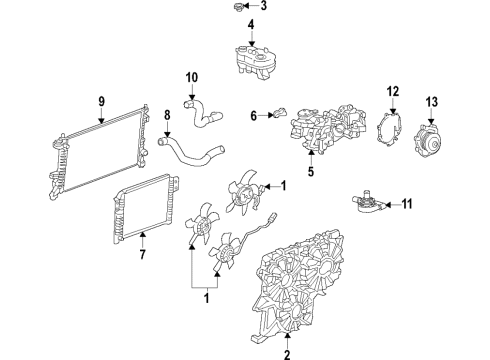 2021 GMC Yukon Cooling System, Radiator, Water Pump, Cooling Fan Diagram 5 - Thumbnail