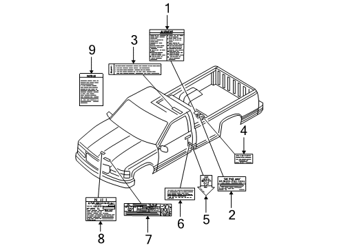 1998 GMC C3500 Information Labels Diagram 2 - Thumbnail