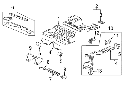 2009 Cadillac CTS Rear Floor & Rails Diagram