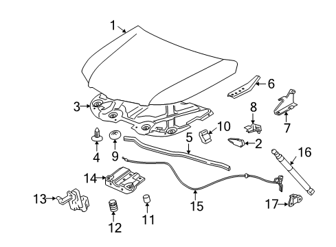 2007 Pontiac Torrent Hood & Components Diagram