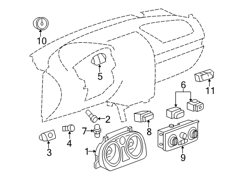 2008 Chevy Cobalt Cluster & Switches, Instrument Panel Diagram 2 - Thumbnail