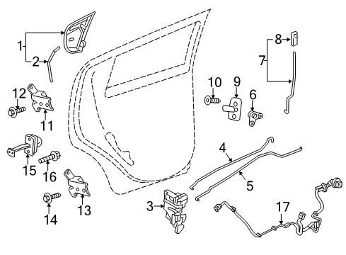 2016 Chevy Spark Rod, Rear Side Door Locking Rod Bellcrank (Lh) Diagram for 95373757