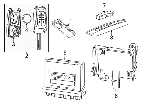 2016 Chevy Cruze Bracket, Keyless Entry Control Module Diagram for 95967053