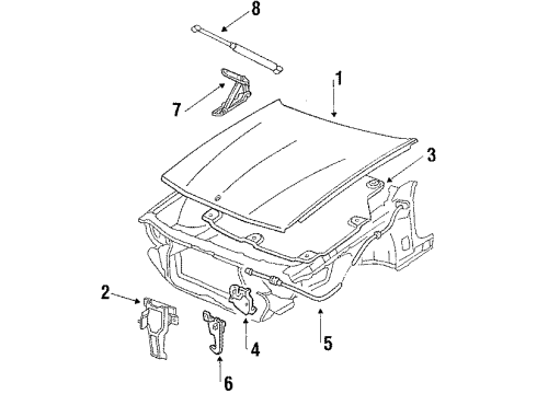 1990 Oldsmobile Toronado Hood Assembly, Hood Diagram for 20685547