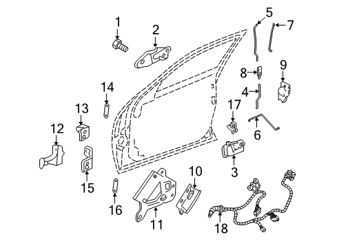 2007 Cadillac SRX Front Side Door Lock Assembly Diagram for 25876524