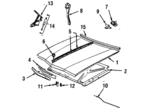 1985 Cadillac Seville Cable,Hood Primary Latch Release Diagram for 20429338