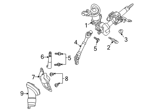 2009 Pontiac Vibe Steering Column & Wheel, Steering Gear & Linkage Diagram 2 - Thumbnail