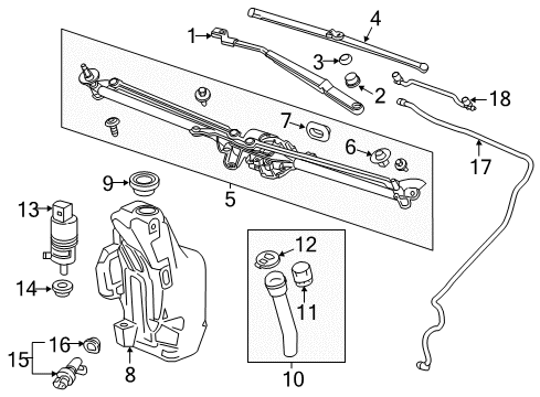 2012 Buick Verano Seal, Windshield Wiper Motor Bracket Diagram for 13295279