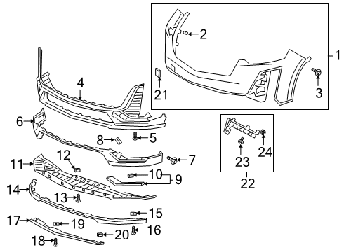 2023 Cadillac XT6 Bumper & Components - Front Diagram 1 - Thumbnail