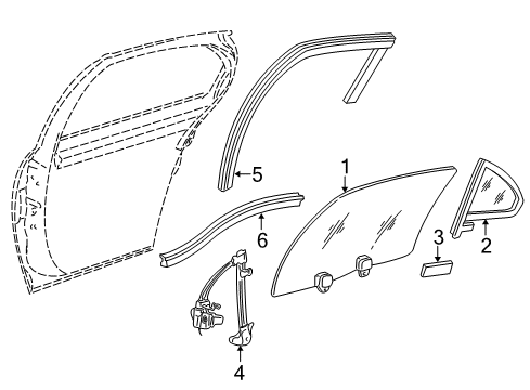 2001 Buick Regal Rear Door - Glass & Hardware Diagram