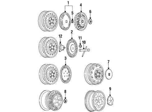 1992 Oldsmobile 88 Hub Cap ASSEMBLY Diagram for 25552477