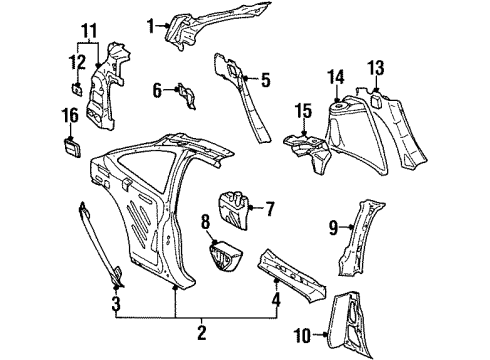 2001 Saturn SC1 Pad Asm, Quarter Lower Trim Diagram for 21056468