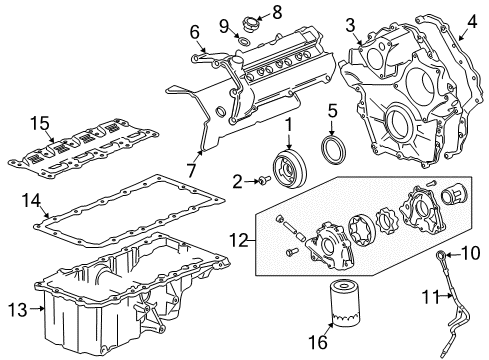 2007 Cadillac SRX Engine Parts & Mounts, Timing, Lubrication System Diagram 4 - Thumbnail