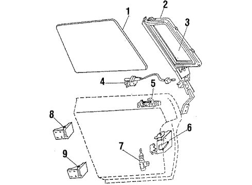 1984 Buick Regal Molding,Rear Side Door Window Frame Rear Scalp Diagram for 20060095