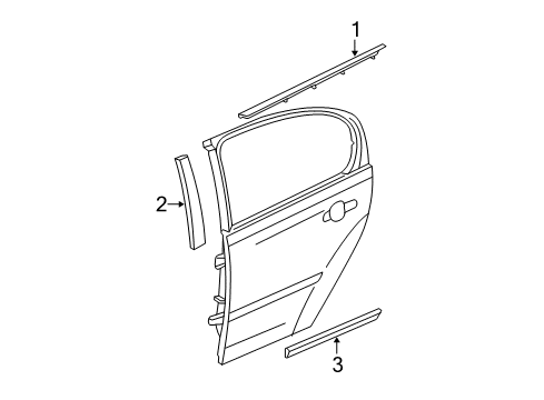 2008 Chevy Malibu Sealing Strip Assembly, Rear Side Door Window Outer Diagram for 25809072