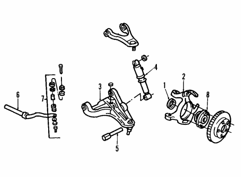 1985 Cadillac Seville Front Suspension System, Front Axle Diagram 1 - Thumbnail