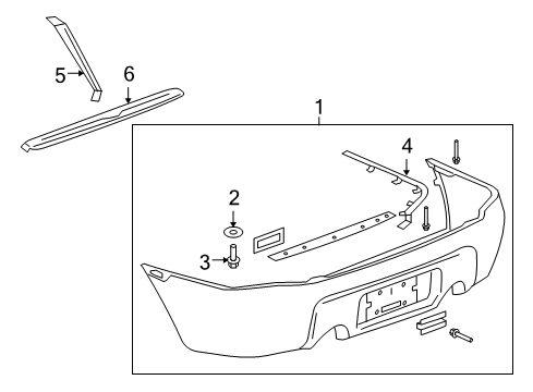 2004 Chevy SSR Bracket, Rear Bumper Fascia Center Diagram for 15128589