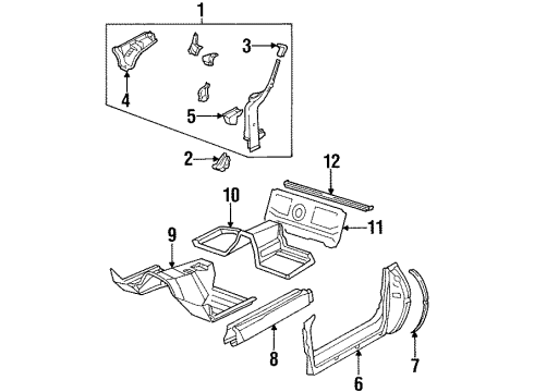 1989 Chevy Corvette Panel Assembly, Front Floor Diagram for 14104869