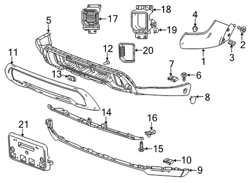 2023 GMC Sierra 2500 HD Plate, Front Bpr Fascia Skid *Satin Graphi Diagram for 84686924