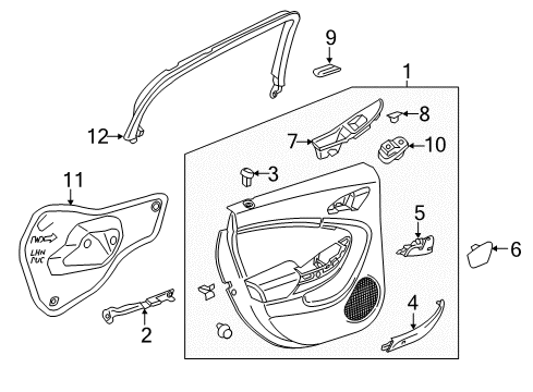 2018 Chevy Volt Trim Assembly, Rear Side Door *Grey Diagram for 84091149