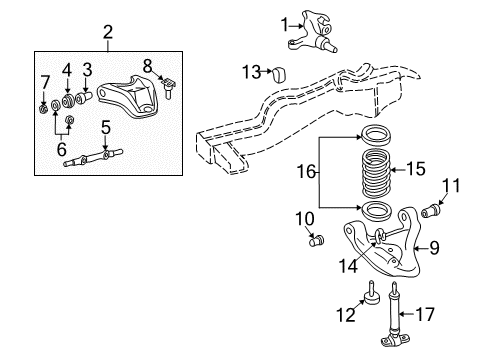 2003 Oldsmobile Bravada Suspension Components, Control Arm Diagram 3 - Thumbnail