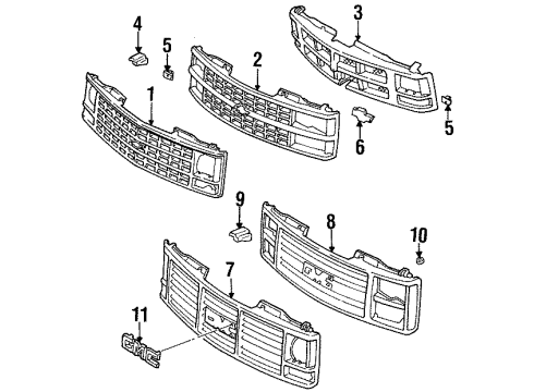 1990 Chevy K3500 Grille & Components Diagram