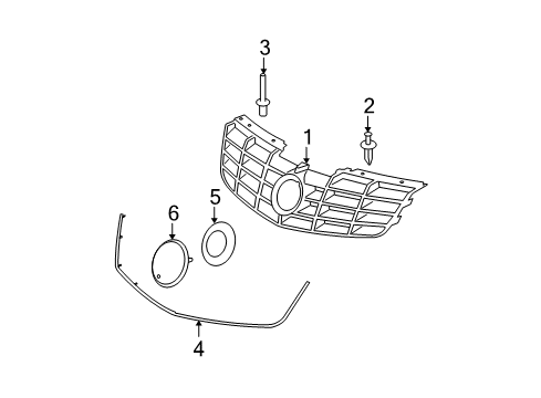 2009 Cadillac DTS Insert, Radiator Grille (Chrome Smile Molding) Diagram for 25767768