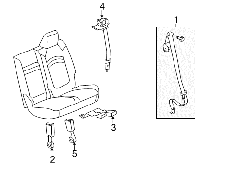 2016 Chevy Traverse Belt Kit,Rear Seat #2 Center (Buckle Side) *Coco*Cocoa Diagram for 19299658