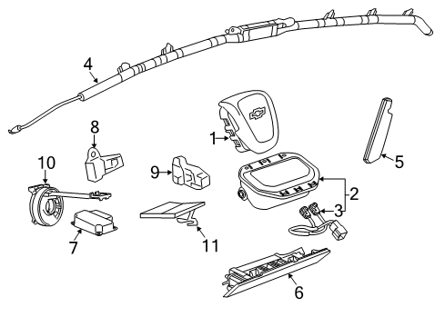 2013 Chevy Volt Module Assembly, Airbag Sensor & Diagnostic Diagram for 13599654