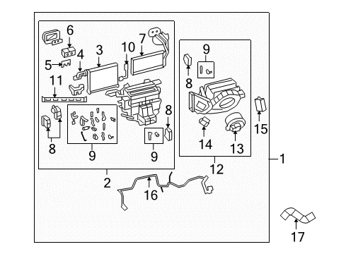 2009 Pontiac G8 Module,Heater & A/C Evaporator Diagram for 92215228