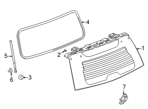 2021 GMC Yukon Front Door Glass & Hardware Diagram 2 - Thumbnail