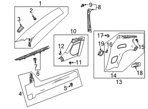 2024 Chevy Corvette Interior Trim - Pillars Diagram