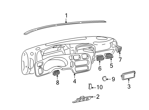 2003 GMC Sonoma Cluster & Switches, Instrument Panel Diagram 3 - Thumbnail