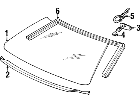 2003 Pontiac Grand Prix Windshield Glass, Reveal Moldings Diagram