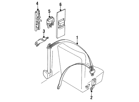 1989 Pontiac LeMans Front Seat Belt Retractor(Lh)(N08) Diagram for 90240151