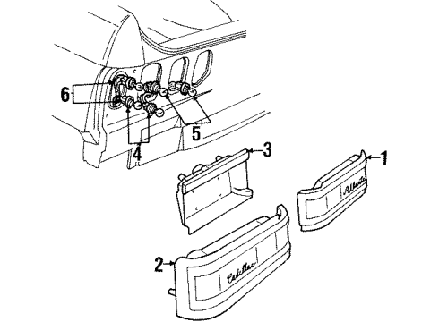 1988 Cadillac Allante Socket Assembly, Tail & Stop Lamp Diagram for 12141260