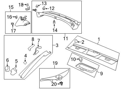 2009 Pontiac Solstice Molding Assembly, Windshield Upper Garnish *Ebony Diagram for 25949075