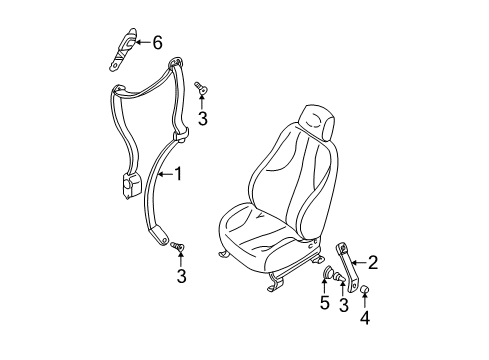 1998 Pontiac Sunfire Belt Kit,Driver Seat & Passenger Seat Shoulder *M*Neutral Diagram for 88893506