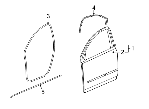 2009 Chevy Traverse Front Door, Body Diagram