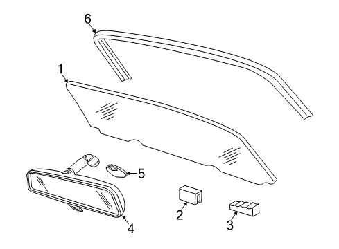 2006 Pontiac GTO Mirror Assembly, Inside Rear View Diagram for 92084967