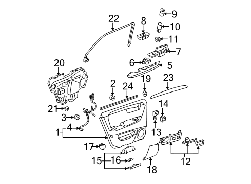 2007 Cadillac DTS Trim Assembly, Rear Side Door *Light Ttnum Diagram for 15895805