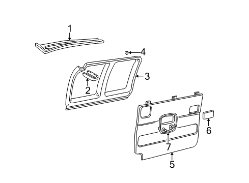 2001 Chevy Express 2500 Molding Assembly, Rear Side Door Upper Trk Garnish *Pewter Diagram for 15032637