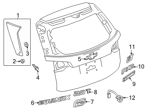 2021 Chevy Equinox Exterior Trim - Lift Gate Diagram