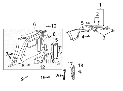 2005 Pontiac Aztek Interior Trim - Quarter Panels Diagram 3 - Thumbnail