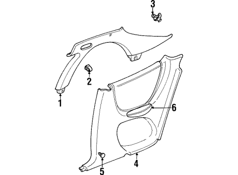 1999 Pontiac Grand Prix Interior Trim - Quarter Panels Diagram 1 - Thumbnail